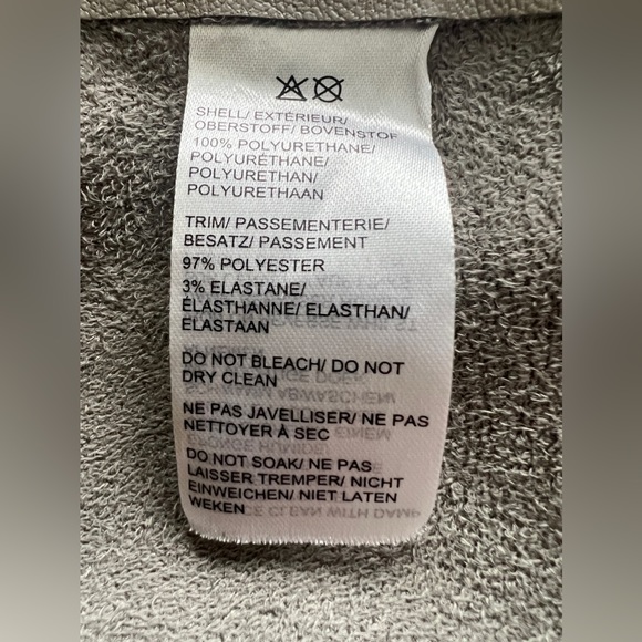 Saks Fifth Avenue Faux Leather Open Front Jacket Size Small Taupe Drape Style - Picture 15 of 15